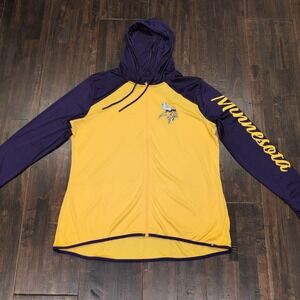 Fanatics Minnesota Vikings Full Zip Hoodie Long Sleeve Yellow Purple Mens XL NFL
